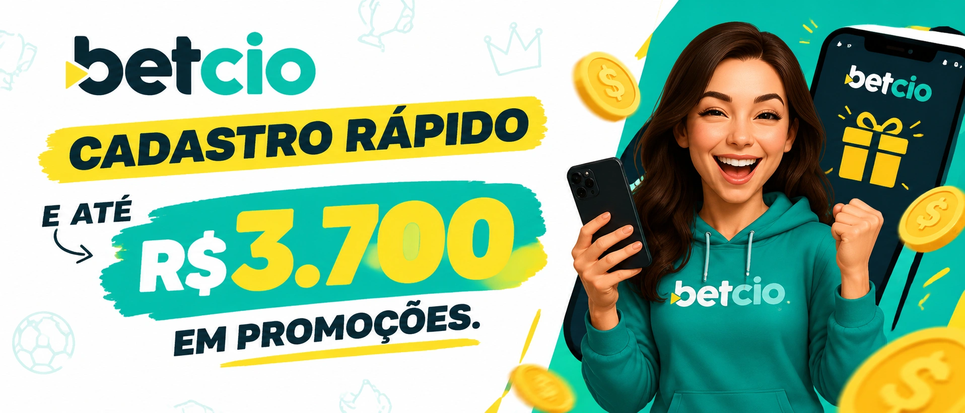Tela de promoções do betcio com destaque para campanhas e benefícios